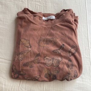 Pinkish brown butterfly shirt